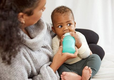 Everyday Baby, Szklana butelka ze smoczkiem S, 150 ml Miętowy