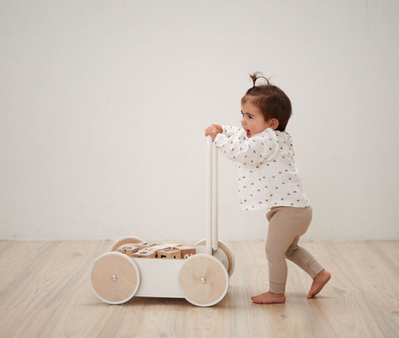 ooh noo Drewniany Chodzik Pchacz do Nauki Chodzenia Biały