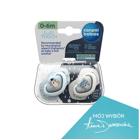 Canpol Babies Smoczek Silikonowy Symetryczny Bonjour Paris 0-6m 2szt. 22/647_blu Boy