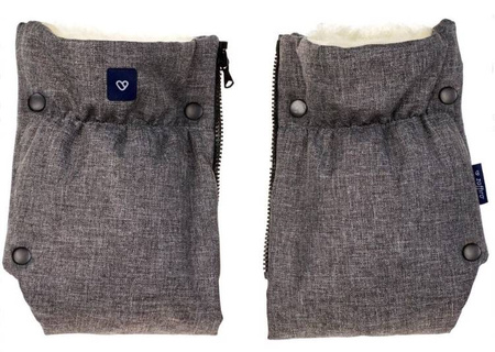 Zaffiro Mufki Do Wózka Dwuczęściowe Wełna Melanż Szary