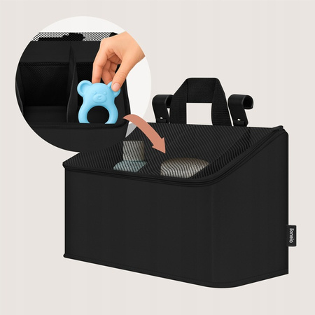 Lionelo Sidepocket Medium Organizer na łóżeczko wiszący przybornik 43x15x23 Black