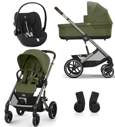 Cybex Balios S Lux 2.0 Wózek Głęboko-Spacerowy Moss Green + Cybex Cloud G I - Size Fotelik Samochodowy 0-13 kg + Adaptery
