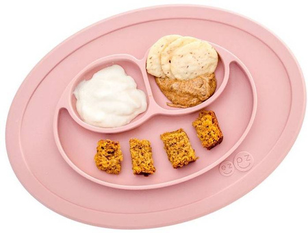 EZPZ Silikonowy Talerzyk Z Podkładką Mały 2w1 Mini Mat Pastelowy Róż