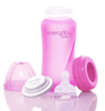 Everyday Baby, Szklana butelka ze smoczkiem M reagująca na temperaturę, 240 ml Wiśniowy