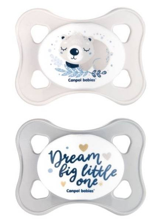 Canpol babies Smoczek silikonowy 0-2m symetryczny MINI 2szt. Grey