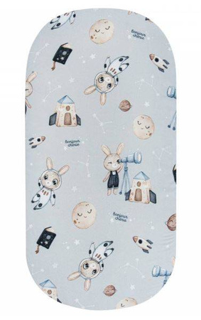 Bonjour Cherie Bambusowe Prześcieradło do Gondoli i Kosza Mojżesza 35x75cm Królik Astronom