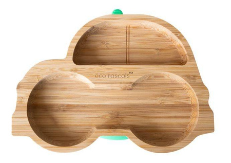 Eco Rascals Miseczka Bambusowa z Przyssawką Autko Zielona