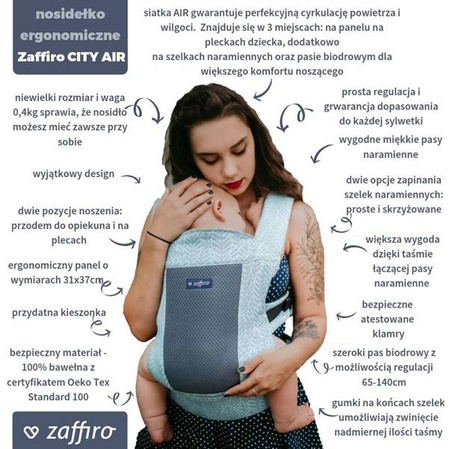 Zaffiro City Air Nosidło Ergonomiczne Mint Leaves