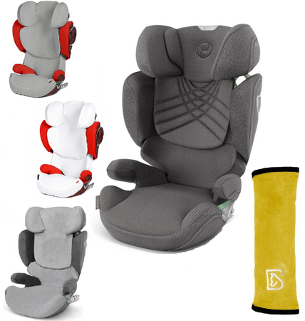 Cybex Solution T I-Fix Fotelik Samochodowy 15-50kg Plus Mirage Grey + Tapicerka Letnia Wysyłka Losowo + Nakładka na Pas