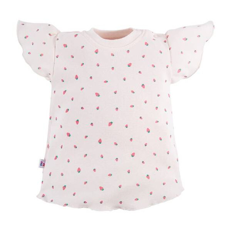 Eevi STRAWBERRY&LOVE Bluzeczka Dziewczęca z Krótkim Rękawkiem Ecru w Truskawki 92