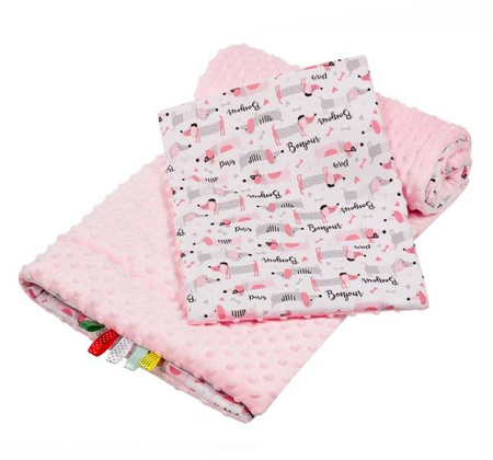 Bocioland Minky Zestaw Kocyk + Poduszka 75x100 Jamniki BOC0083