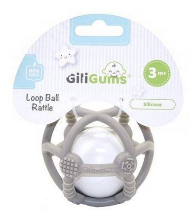 GiliGums Piłka Grzechotka Szara