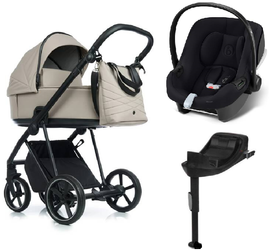 Roan Ivi 2.0 Wózek Głęboko-Spacerowy Sesame + Cybex Aton B2 i-Size Fotelik Samochodowy 0-13kg + Baza One Volcano Black