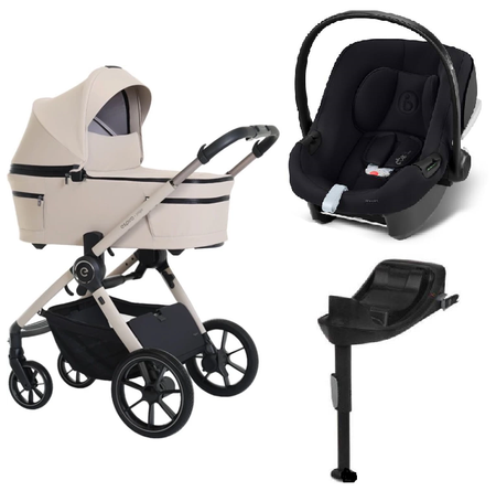 Espiro Yoga 2025 Wózek Głęboko-Spacerowy 119 assana lotos + Cybex Aton B2 i-Size Fotelik Samochodowy 0-13kg + Baza One Volcano Black