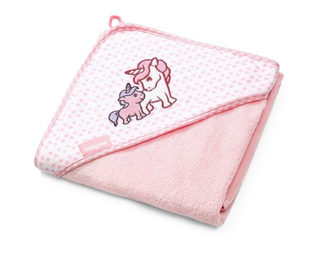 Babyono Bambusowe Okrycie Kąpielowe Ręcznik z Kapturkiem 100x100 Różowy