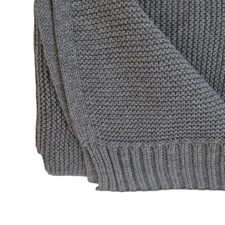 Lodger Kocyk niemowlęcy dziergany bawełniany 80x100 grafitowy Tribe Basic Donkey