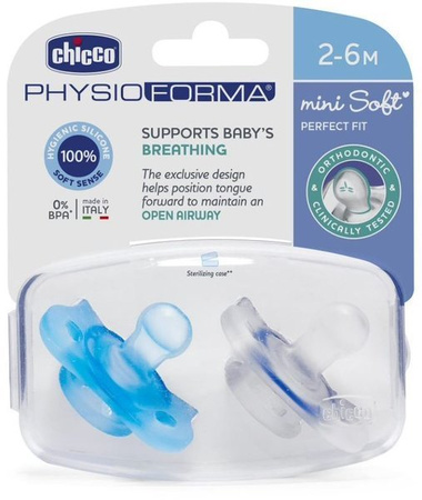Chicco Smoczek Uspokajający Physioforma Mini Soft Silikonowy 2-6m Lumi 2 Szt Girl