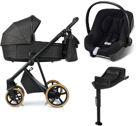 Roan Ivi 2.0 Vintage Wózek Głęboko-Spacerowy Cooper Glow (Limited Edition) + Cybex Aton B2 i-Size Fotelik Samochodowy 0-13kg + Baza One Volcano Black
