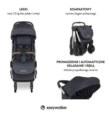 Easywalker Jackey Kompaktowy Wózek Spacerowy z Torbą Transportową Platinum Editon