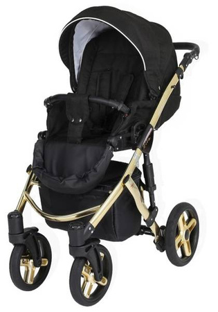 Kunert Mila Premium Wózek Głęboko-Spacerowy 2w1 Czarny Złota Rama Koła Żelowe
