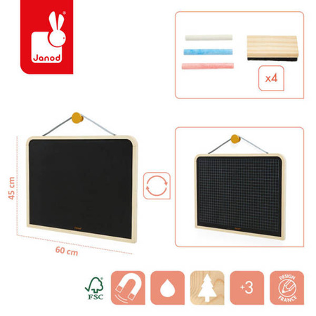 Janod Dwustronna Tablica Ścienna z Akcesoriami 3+