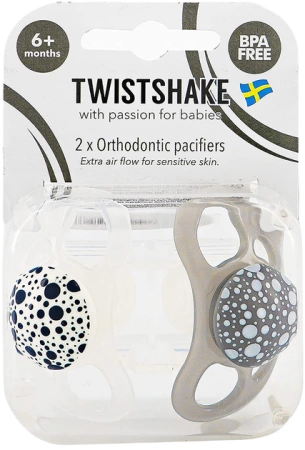 Twistshake Smoczek Uspokajający 6m+ Biało/Szare