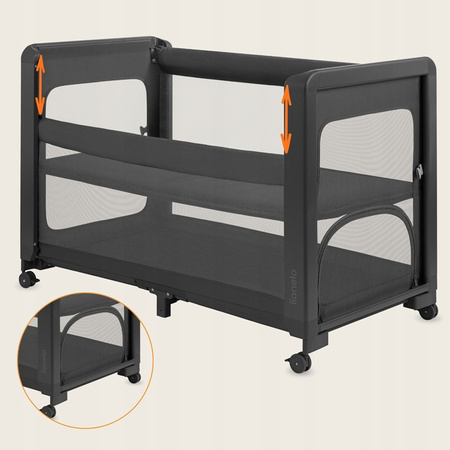 Lionelo Patty Łóżeczko turystyczne dwupoziomowe 5w1 dostawne wolnostojące Grey Graphite