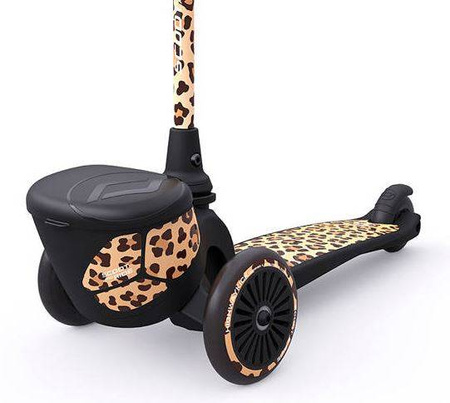 Scootandride Highwaykick 2 Lifestyle Hulajnoga Trójkołowa Balansowa z Zamykanym Schowkiem 2+ Leopard