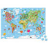 Janod Puzzle w walizce Ogromna mapa świata 300 elementów 7+ Made in France (stary indeks: J02656)