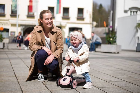 Scootandride Highwaykick 1 Jeździk i Hulajnoga 2w1 1-5 lat + Zestaw Ochraniaczy dla Dzieci XXS Rose