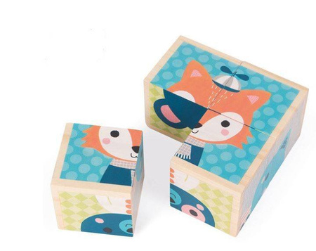 Janod Klocki Drewniane Puzzle 6w1 Las