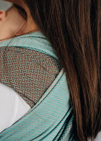 LennyLamb Moja Pierwsza Chusta Do Noszenia Dzieci Tkana Splotem Jodełkowym Mała Jodełka Rozmiar M 4,6m 100% Bawełna Baby Mint