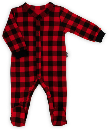 Nicol Pajac Bawełniany Niemowlęcy Kratka Rozmiar 74 Czarny - Czerwony