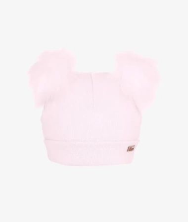 Iltom Czapka Dziewczęca z Pomponami Rozmiar 42 Jasnoróżowa