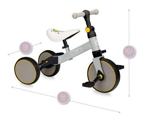 MoMi Loris Rowerek 4w1 Szaro Żółty