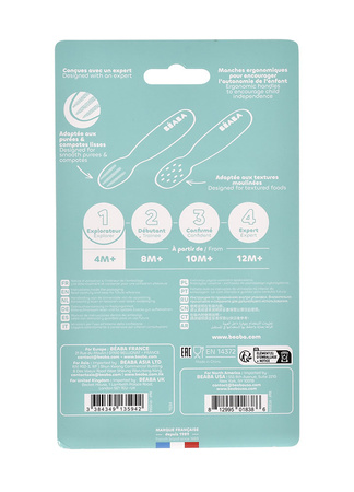 Beaba Zestaw 2 silikonowych pierwszych łyżeczek-gryzaków Cotton candy/sorbet