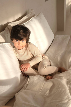 Lodger dwuczęściowa piżamka bawełniana beżowa Ciumbelle Ivory r. 80