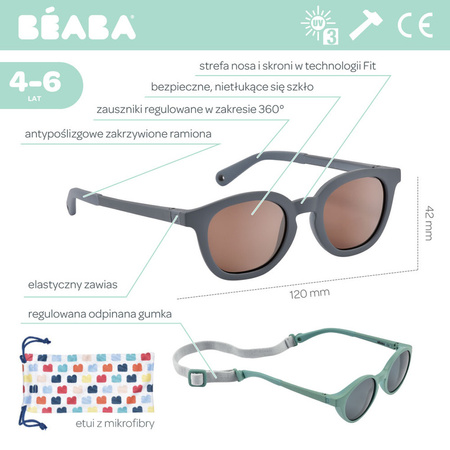 Beaba Okulary przeciwsłoneczne dla dzieci 4-6 lat Sunny - Mineral grey