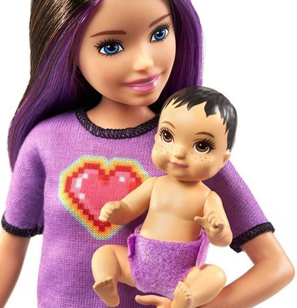 Barbie Opiekunka Lalka + Bobas + Akcesoria GRP10 GRP12