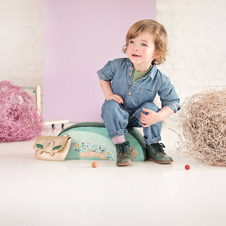 LILLIPUTIENS Drewniany jeździk 2 w 1 z miękkim siedziskiem i torebką Smok Joe 12 m+