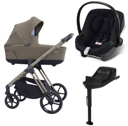 Espiro Miloo 2025 Wózek Głęboko-Spacerowy 209 Charming Touch + Cybex Aton B2 i-Size Fotelik Samochodowy 0-13kg + Baza One Volcano Black