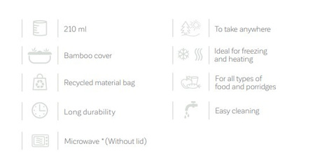 Miniland Pojemniki Szklane Kwadratowe ECO-friendly 2x210ml Z Torbą Izotermiczną - Pisklę