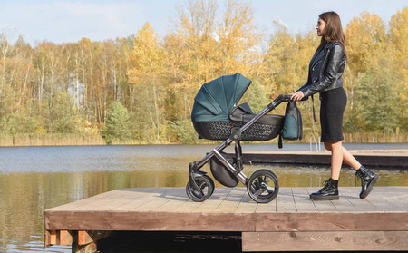 Kunert Tiaro Premium Wózek Głęboko-Spacerowy 2w1 Brąz + Krem Grafitowa Rama Koła Żelowe