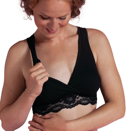 Carriwell 2510 Bezszwowy Biustonosz Do Karmienia Z Bawełny Organicznej Z Koronką Czarny S