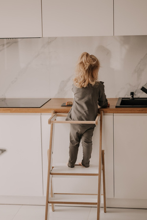 Baby Wood Kitchen Helper Składany Naturalny