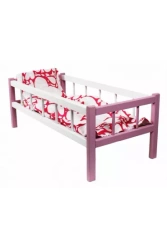 Łóżeczko różowe dla lalek z pościelą Baczek