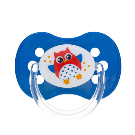 Canpol Smoczek Silikonowy Symetryczny Ze Świecącym Uchwytem Sówki 18M+