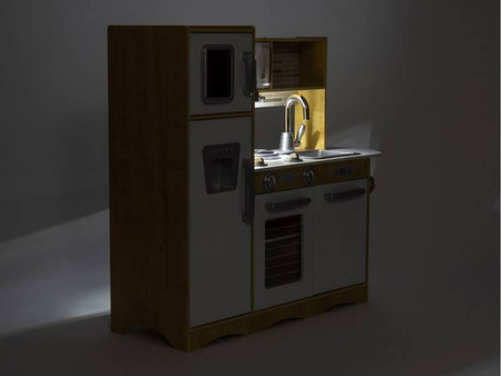 HyperMotion Drewniana Kuchnia Dla Dzieci + Akcesoria, Fartuch, Światło