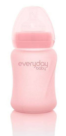 Everyday Baby, Szklana butelka ze smoczkiem S, 150 ml Różowy
