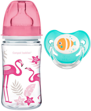 Canpol Babies Zestaw Butelka 35/227 + Smoczek Uspokajający 22/508 GRATIS Różowy
